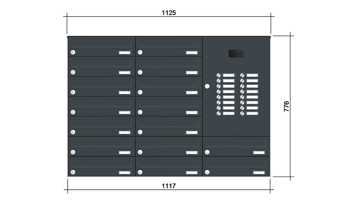 Briefkastenanlage | Aufputz | 16-fach | Waagerecht | Audio | Video | Farbe