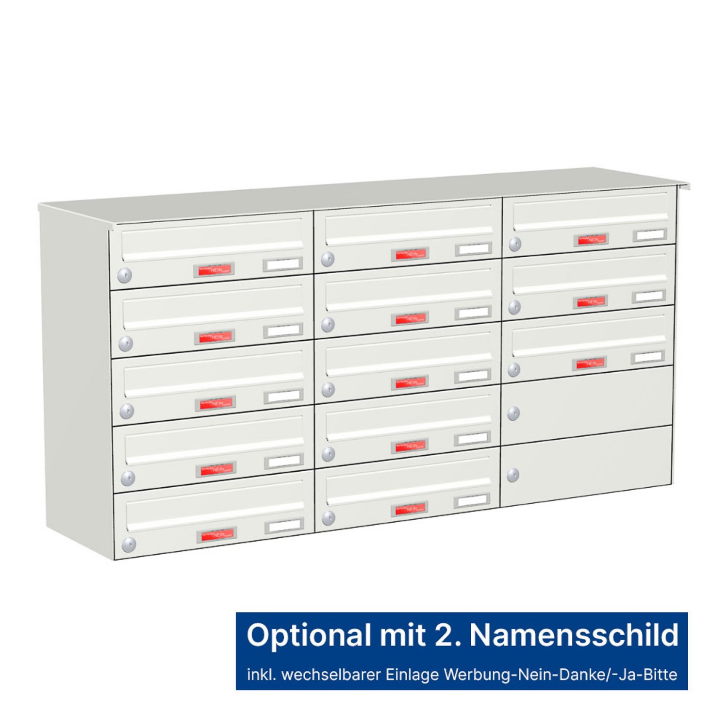 Briefkastenanlage | Aufputz | 13-fach | Waagerecht | Farbe