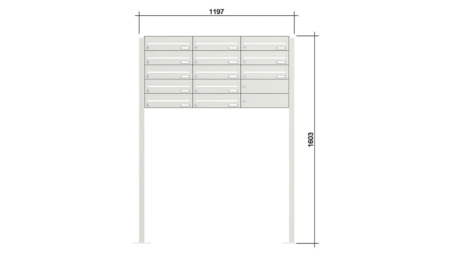 Briefkastenanlage | Freistehend | 13-fach | Waagerecht | Farbe