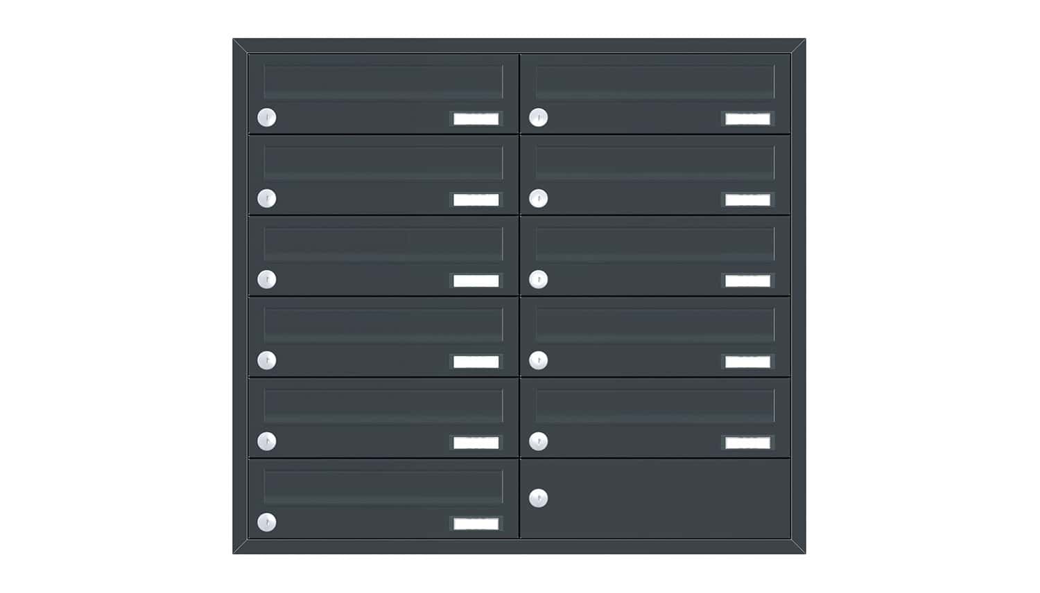 Briefkastenanlage | Unterputz | 11-fach | Waagerecht | Farbe