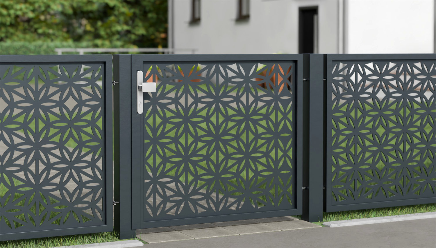 Gartentür Alu 1-flügelig Laserschnitt Design BT
