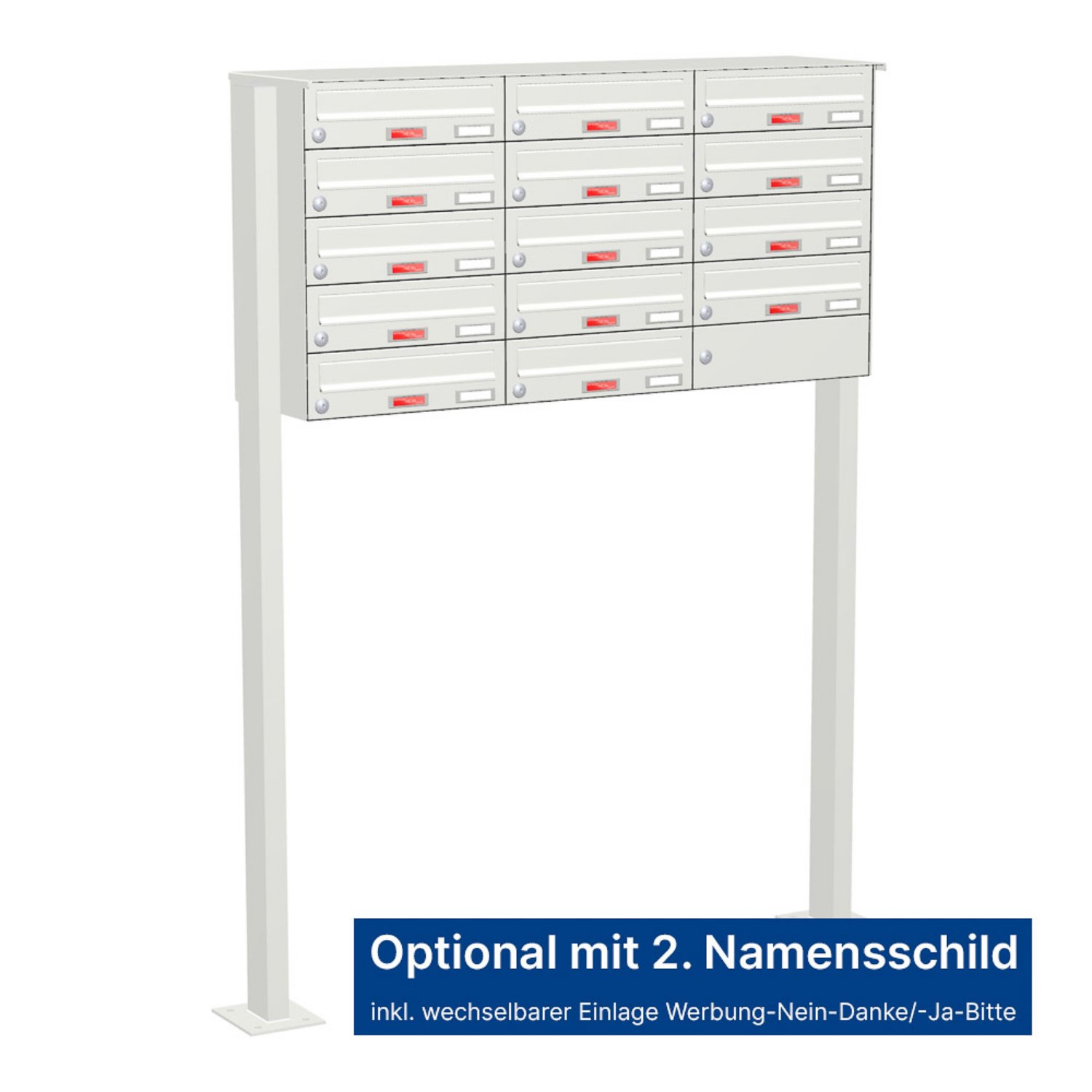 Briefkastenanlage | Freistehend | 14-fach | Waagerecht | Farbe