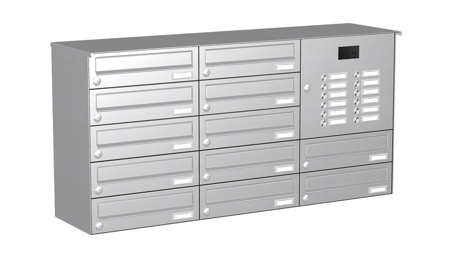 Briefkastenanlage | Aufputz | 12-fach | Waagerecht | Audio | Video | Edelstahl