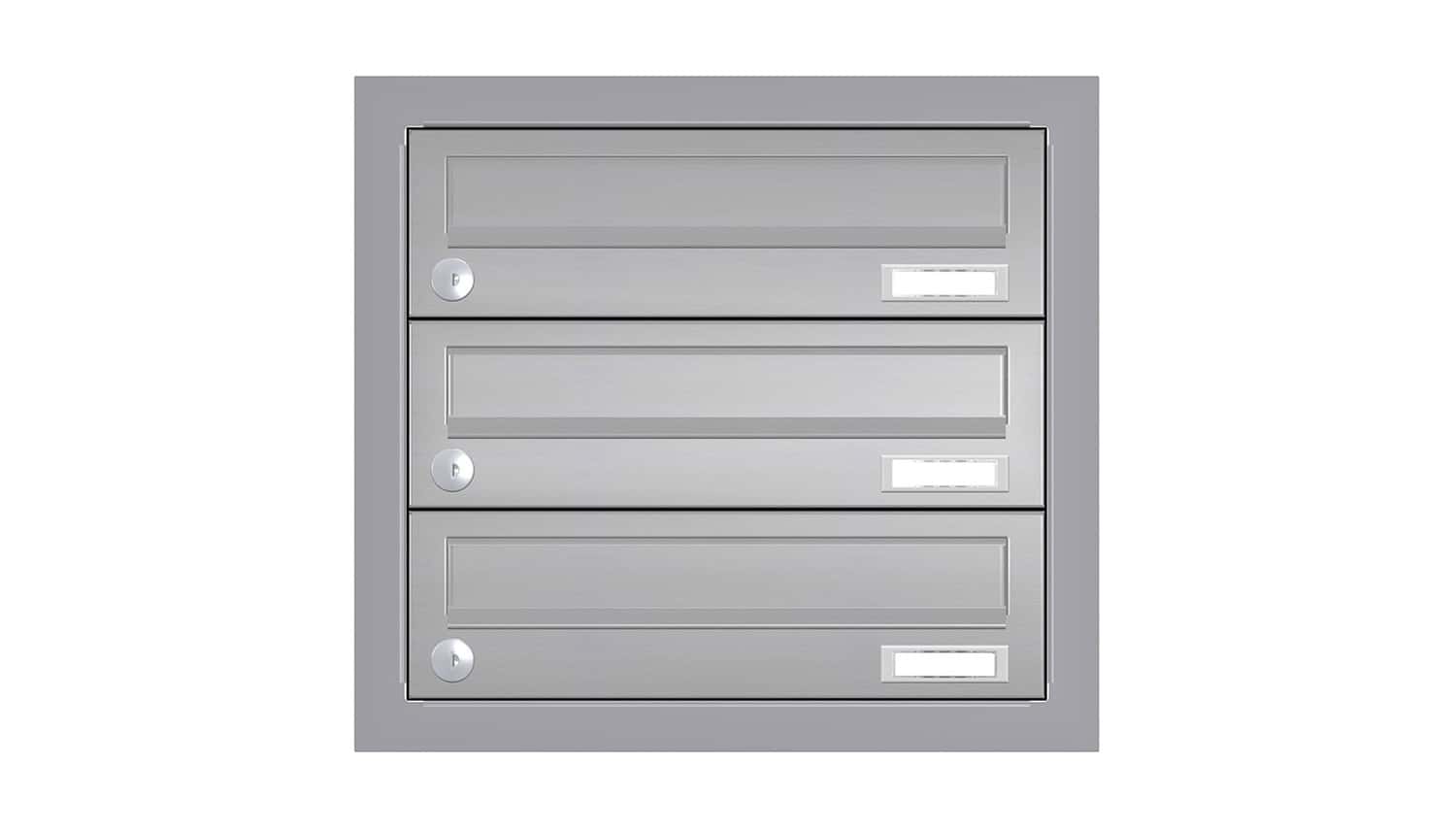 Briefkastenanlage | Unterputz | 3-fach | Waagerecht | Edelstahl
