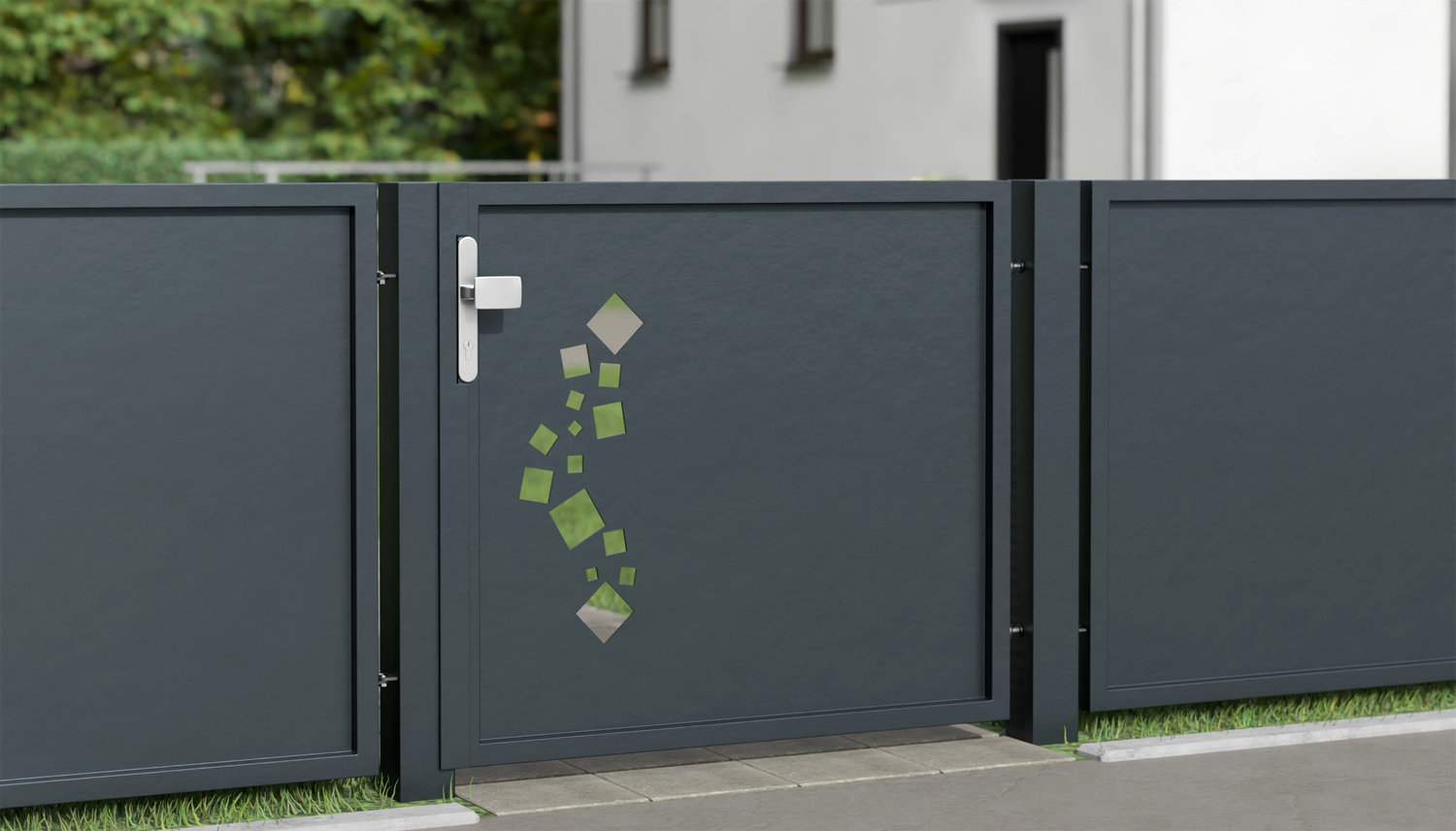 Gartentür Alu 1-flügelig Sichtschutz QE, GE