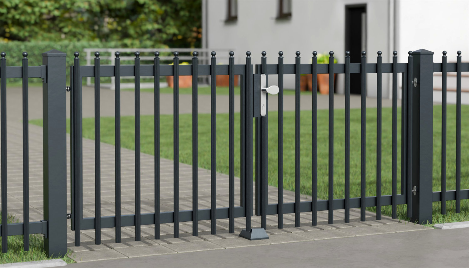 Gartentor Alu 2-flügelig Palisaden Elegant, GE