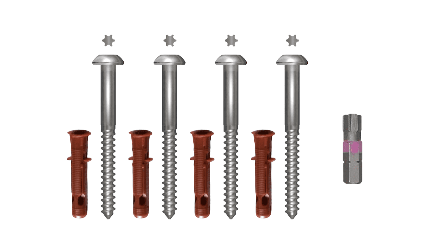 Sicherheitsschrauben-Set V2A für Fenstergitter 7x85 mm