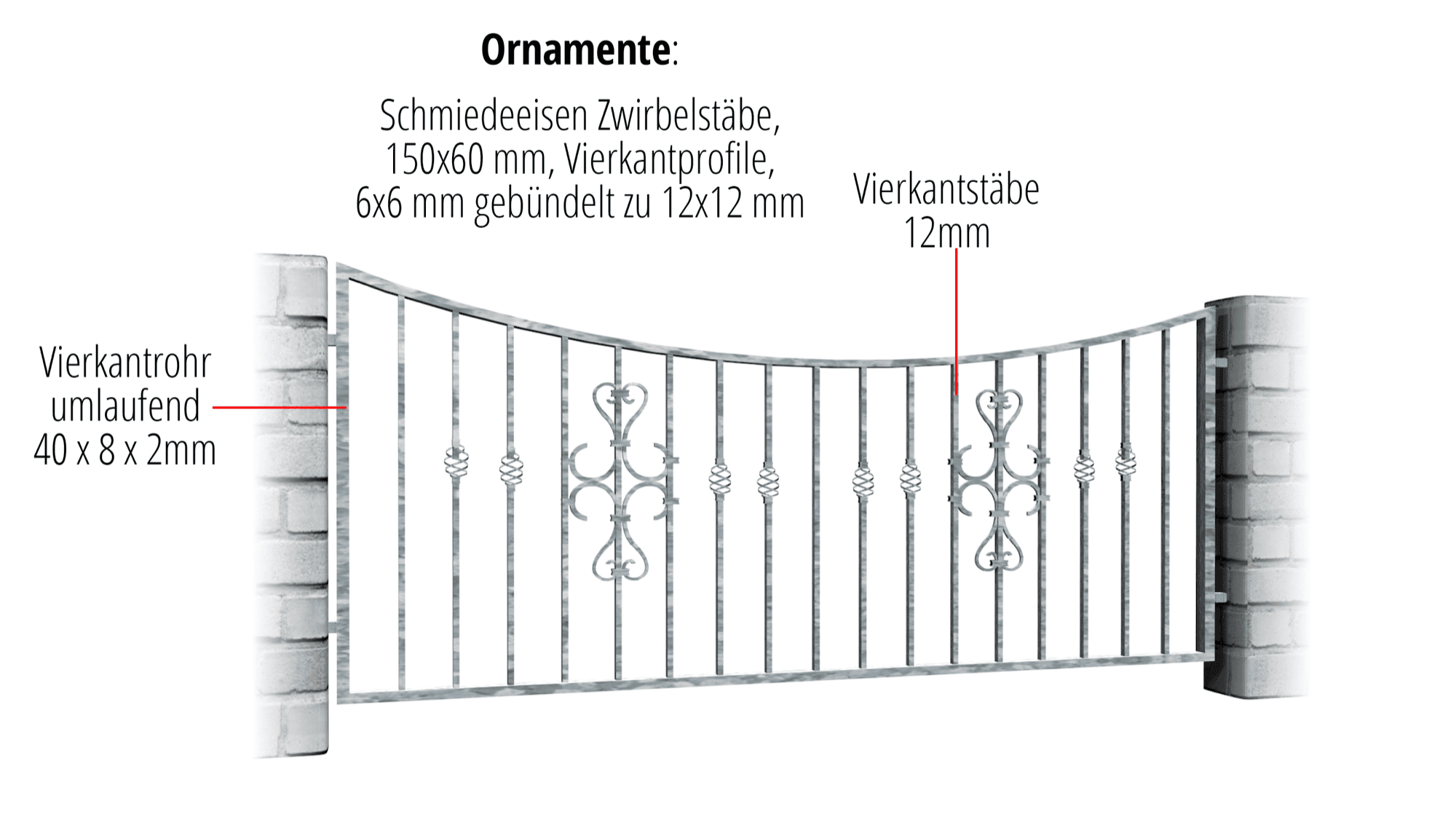 Gartenzaun verzinkt Schnörkel, UB