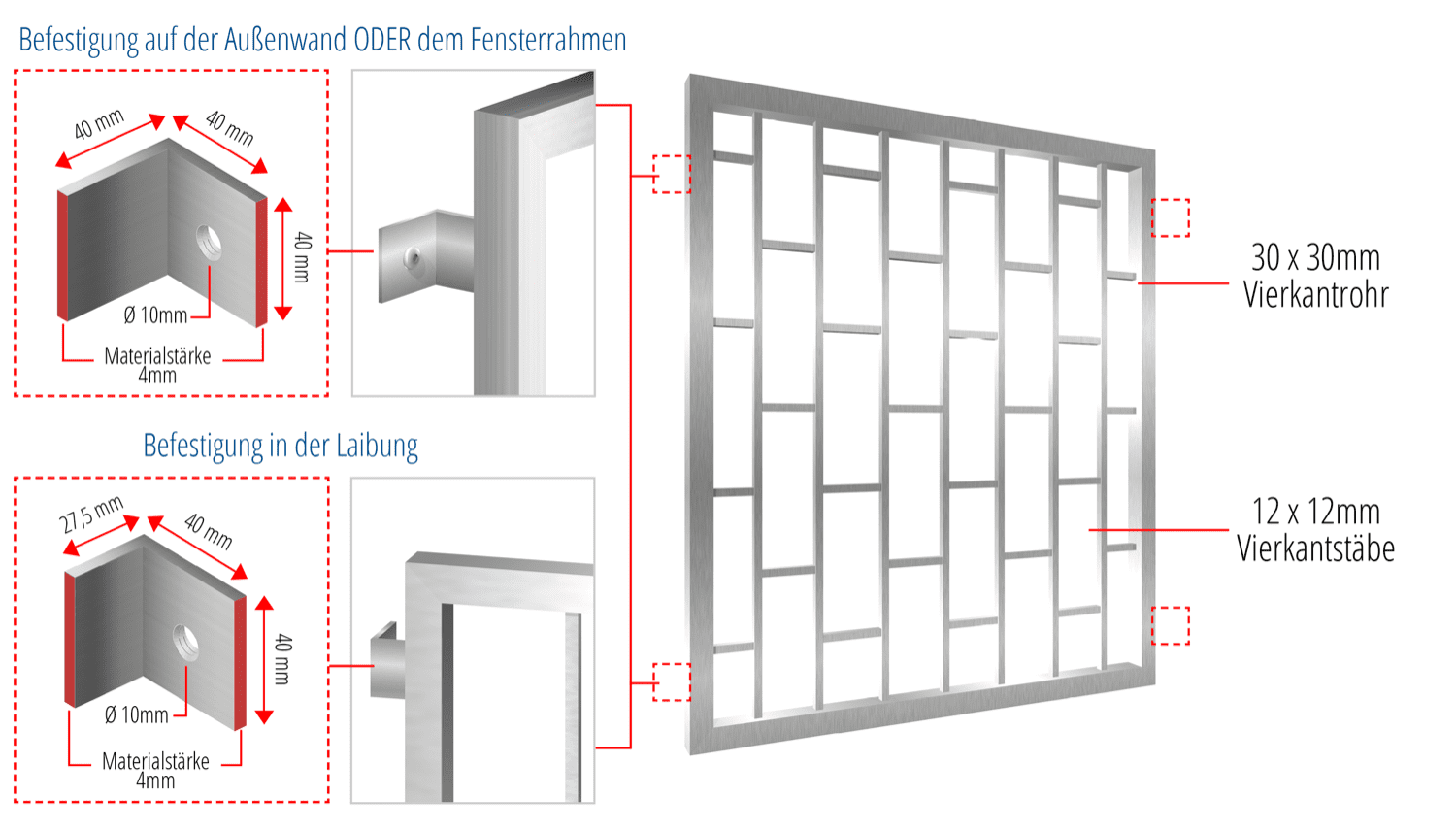 Fenstergitter Edelstahl Leiter