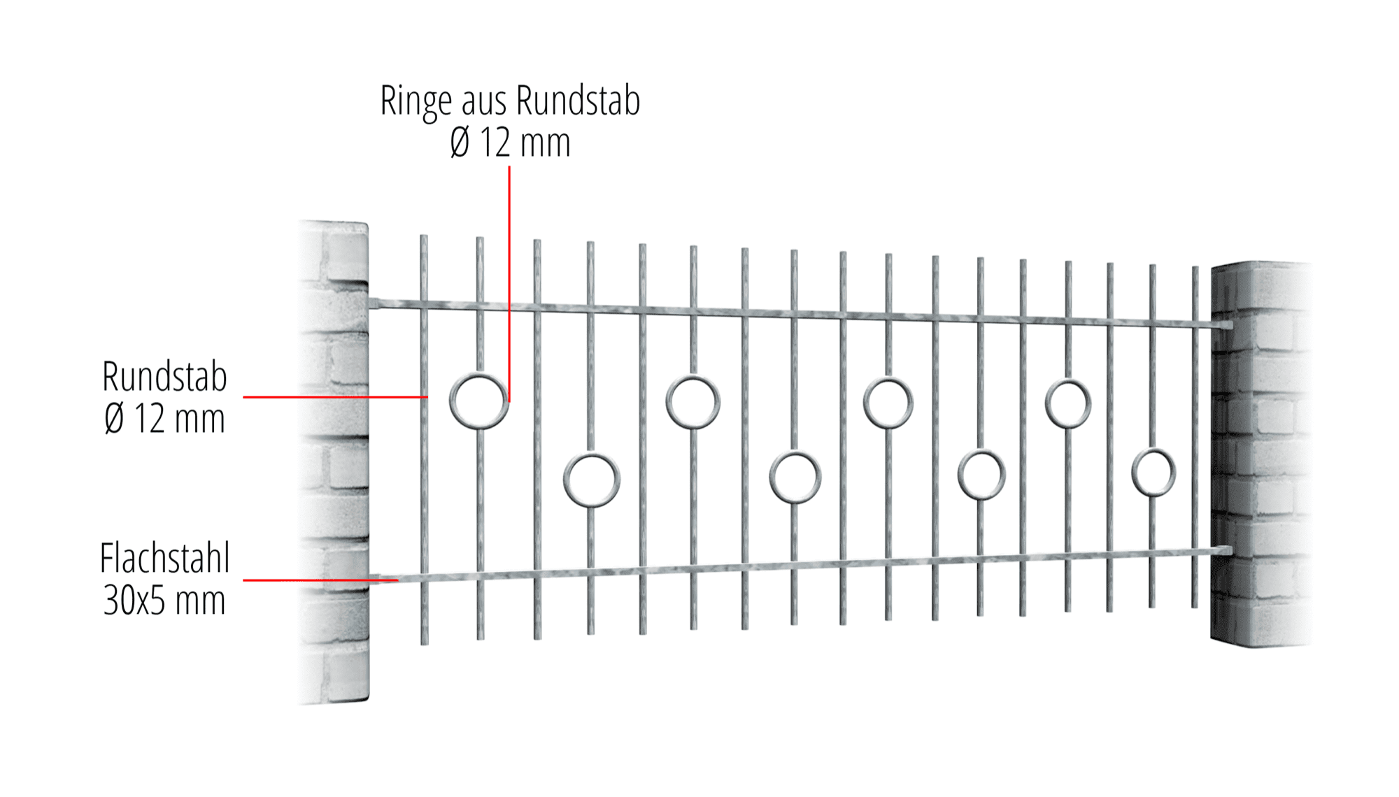 Gartenzaun verzinkt Kreis Stab, GE