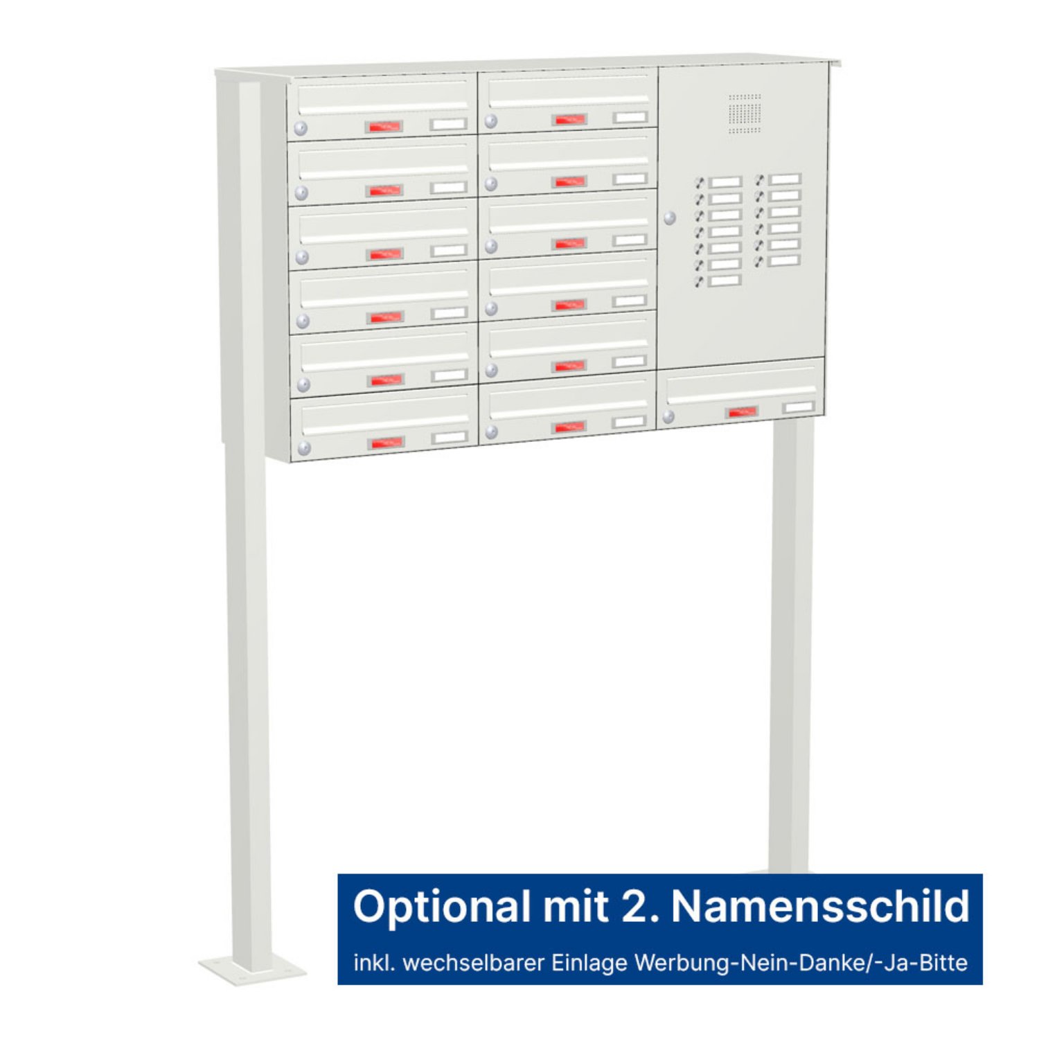 Briefkastenanlage | Freistehend | 13-fach | Waagerecht | Audio | Video | Farbe