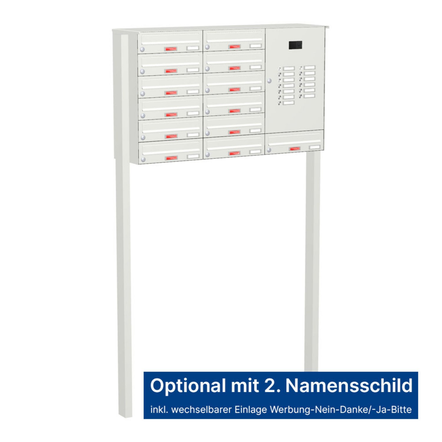 Briefkastenanlage | Freistehend | 13-fach | Waagerecht | Audio | Video | Farbe
