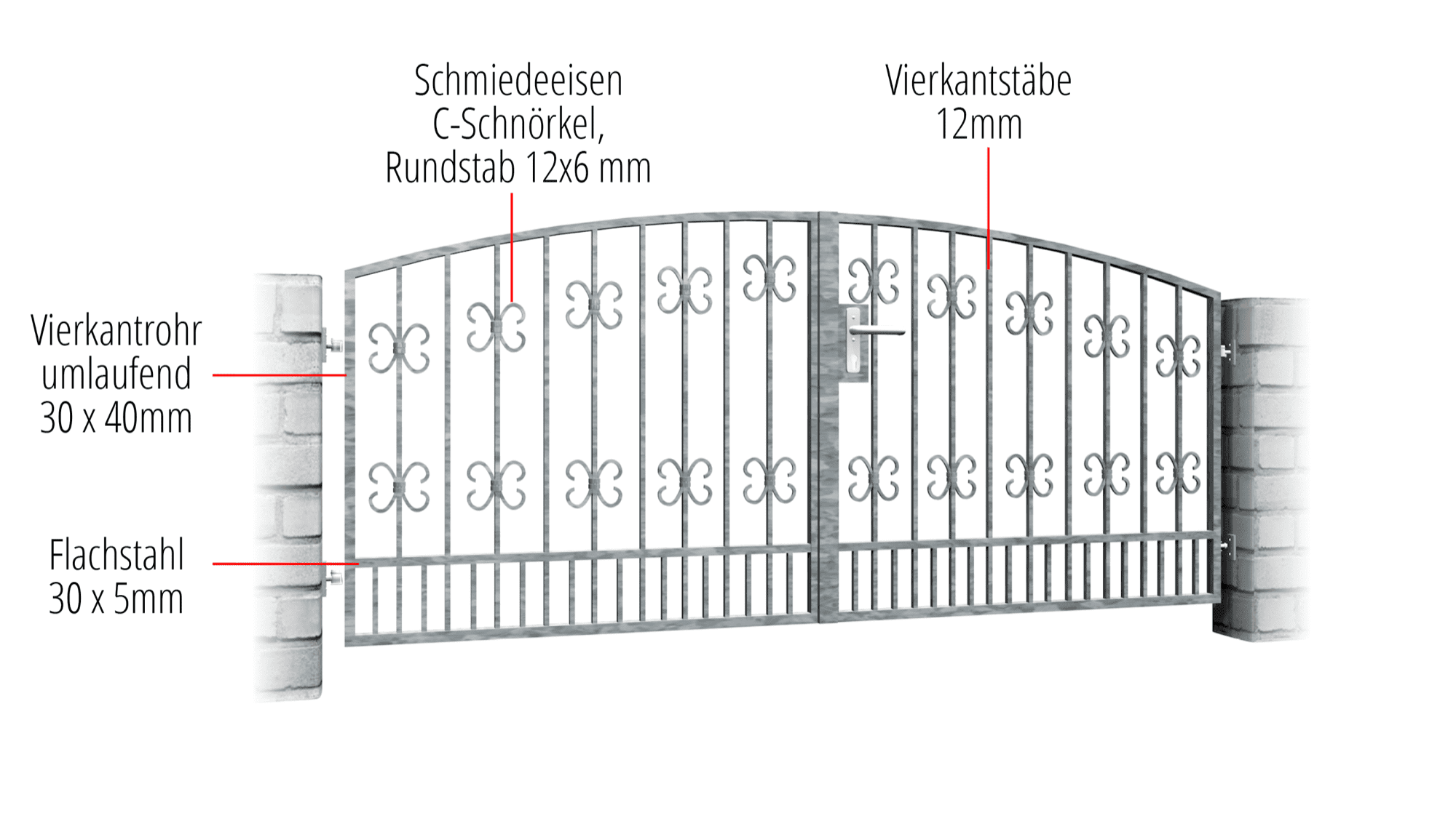 Gartentor verzinkt 2-flügelig Barock, OB