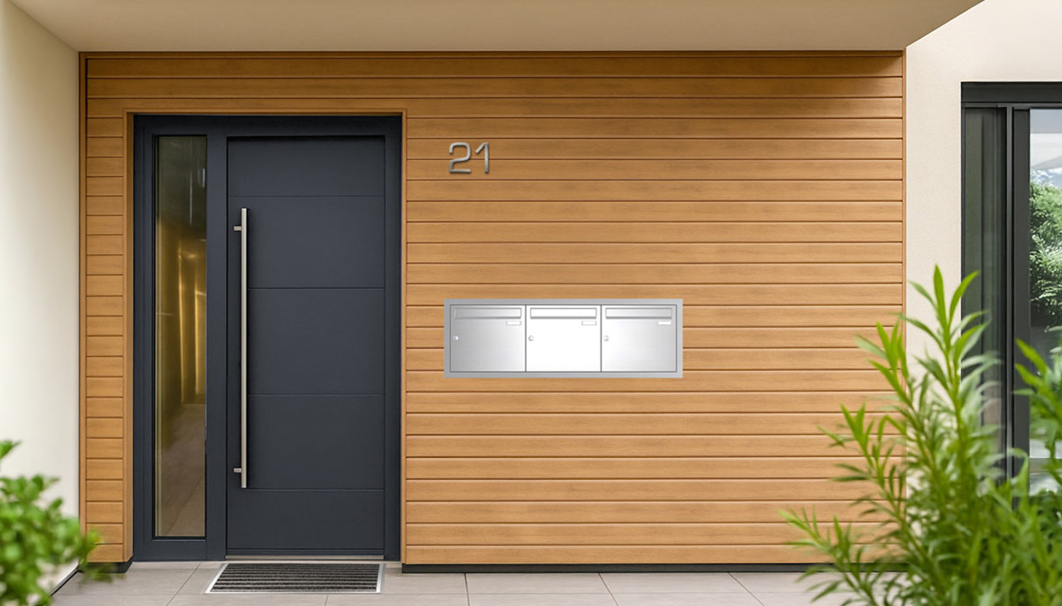 Briefkastenanlage | Unterputz | 3-fach | Senkrecht | Edelstahl