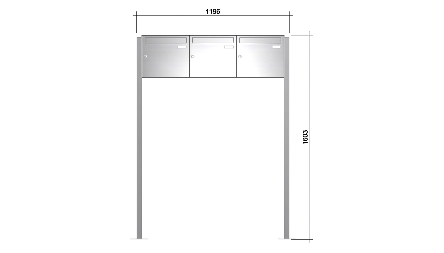 Briefkastenanlage | Freistehend | 3-fach | Senkrecht | Edelstahl