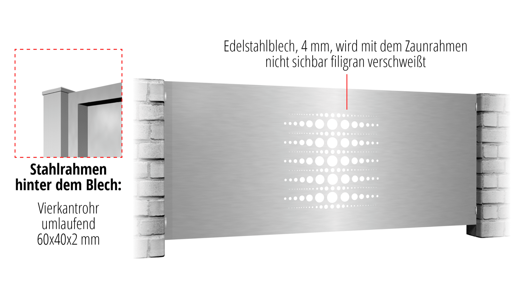 Gartenzaun Edelstahl Laserschnitt Design PE 2