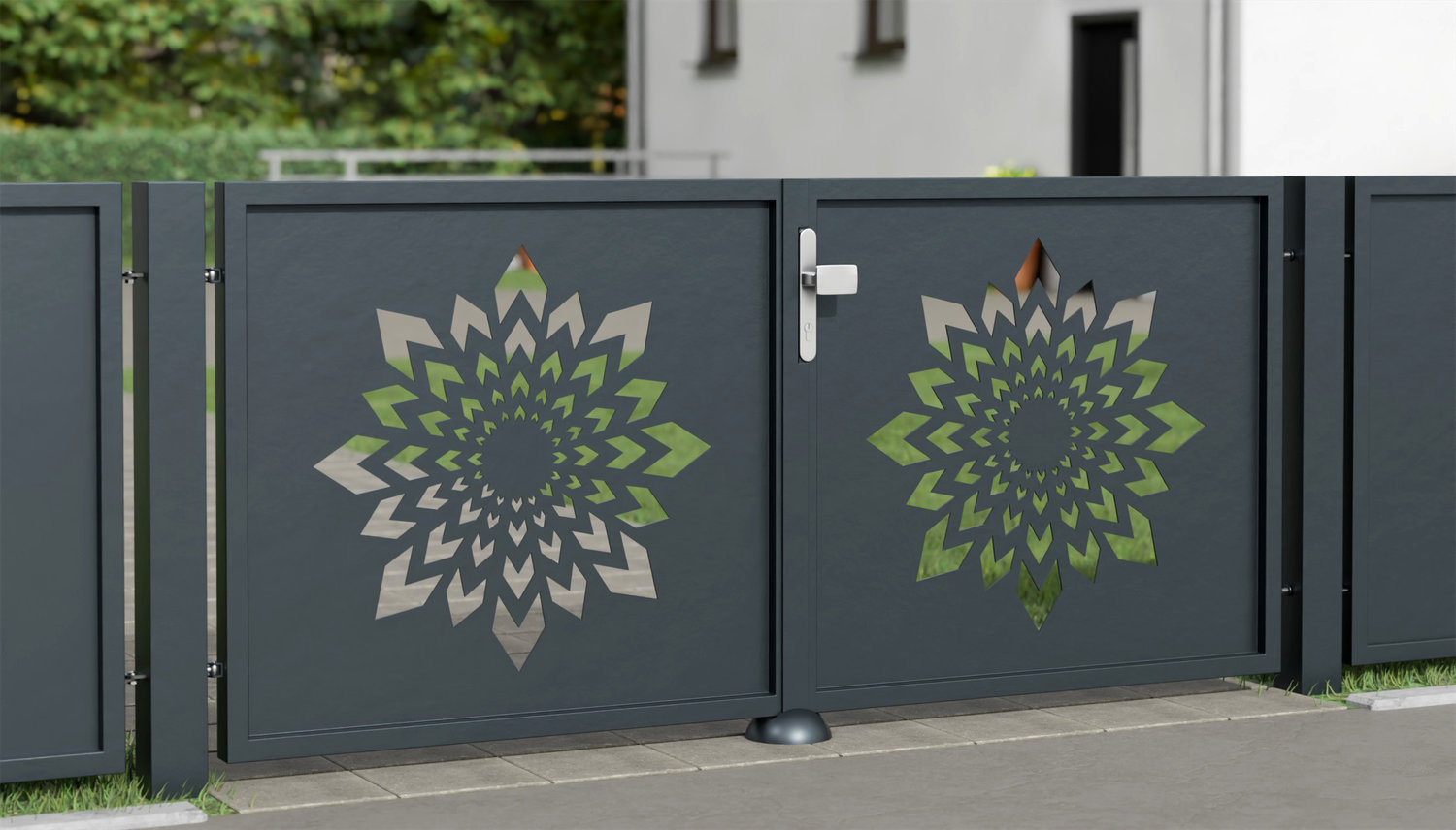 Gartentor Alu 2-flügelig Laserschnitt Design KL
