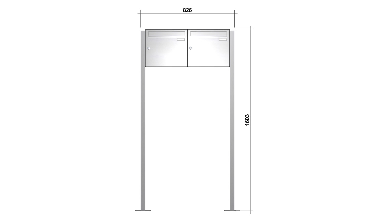 Briefkastenanlage | Freistehend | 2-fach | Senkrecht | Edelstahl