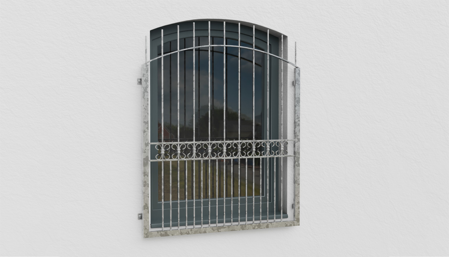 Fenstergitter verzinkt Bordeaux Oberbogen 