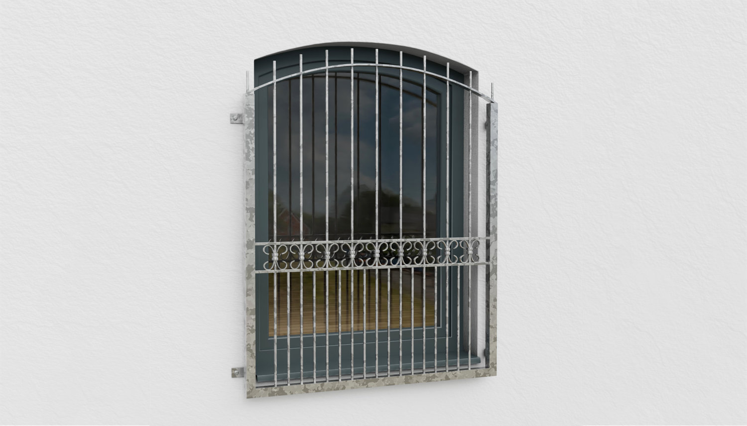 Fenstergitter verzinkt Bordeaux Oberbogen 