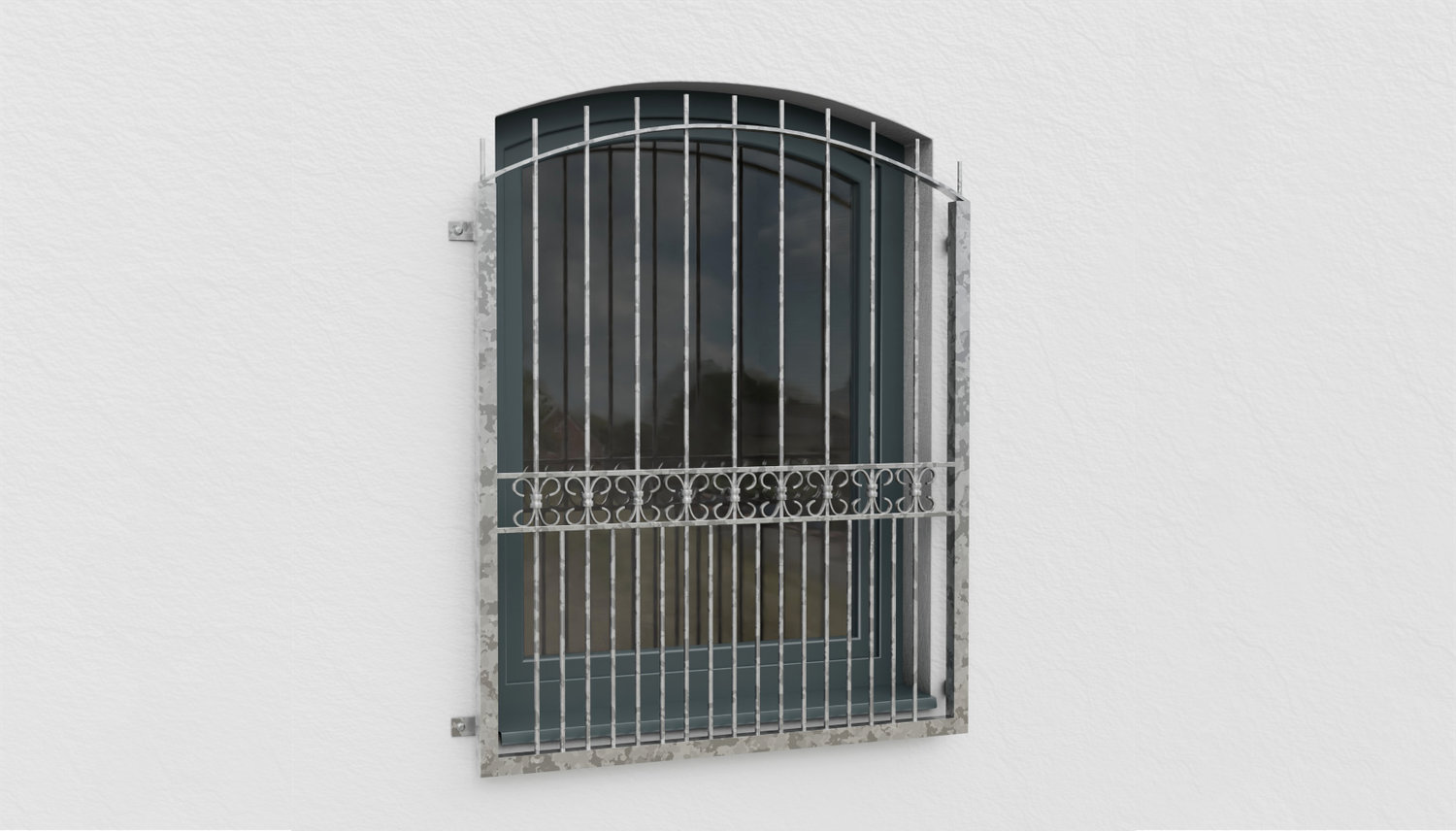 Fenstergitter verzinkt Bordeaux Oberbogen 