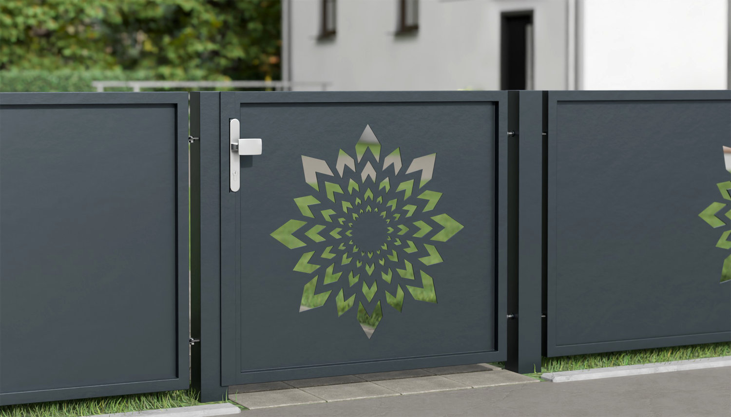 Gartentür Alu 1-flügelig Laserschnitt Design KL