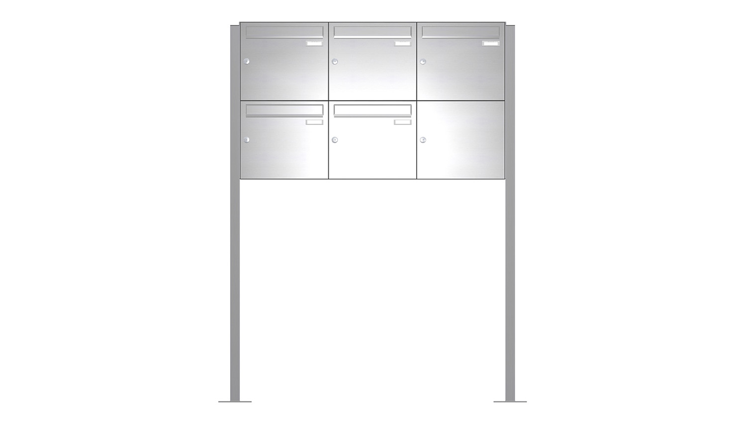 Briefkastenanlage | Freistehend | 5-fach | Senkrecht | Edelstahl