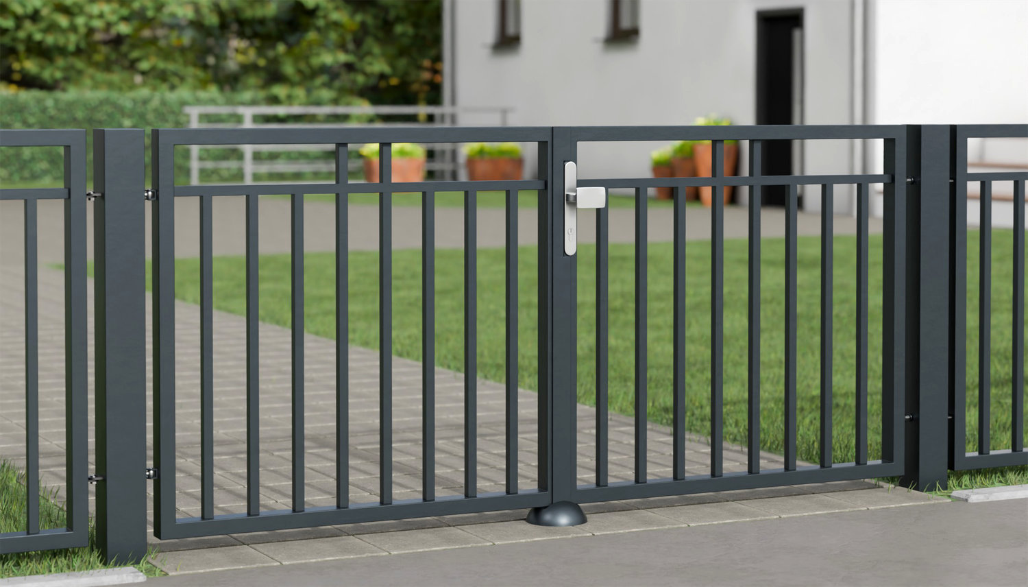 Gartentor Alu 2-flügelig Stabfüllung, GE