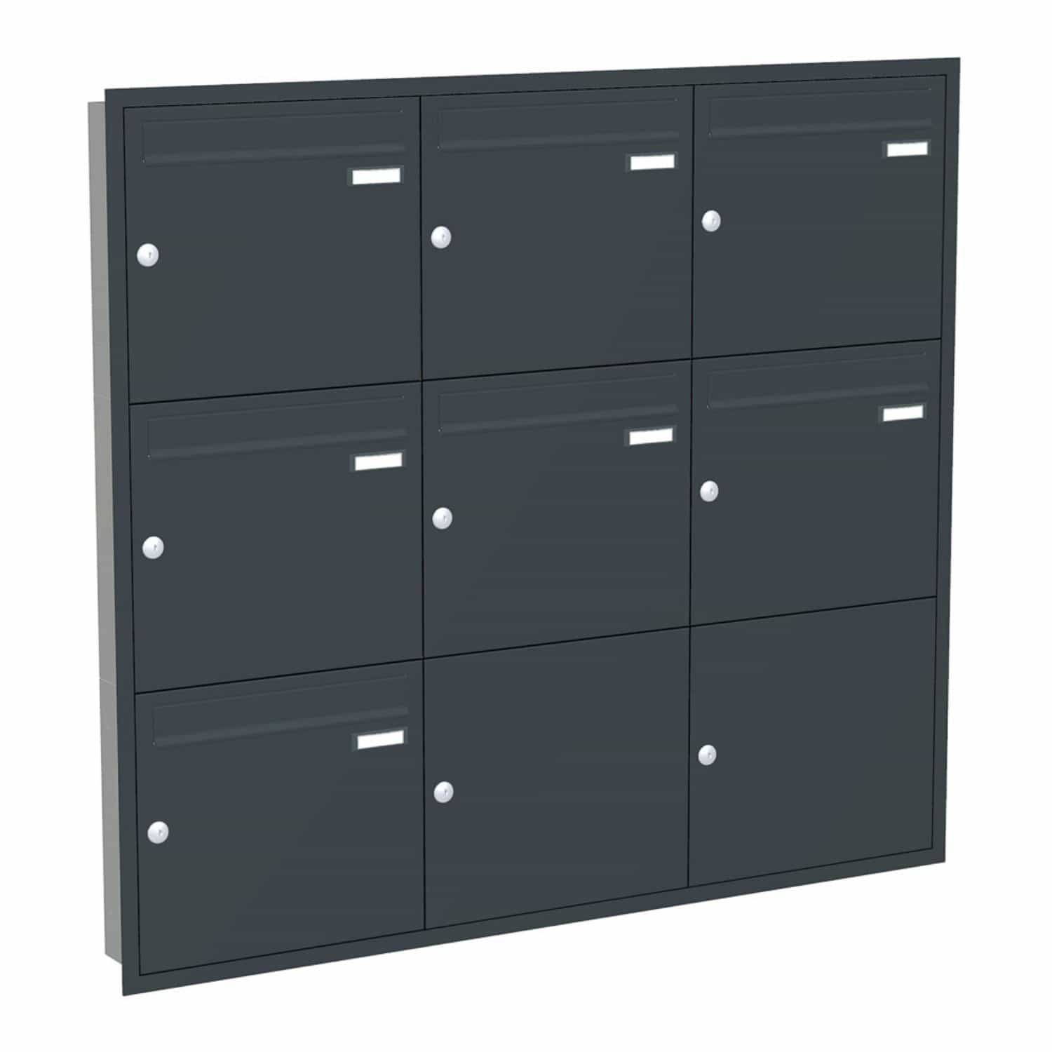 Briefkastenanlage | Unterputz | 7-fach | Senkrecht | Farbe