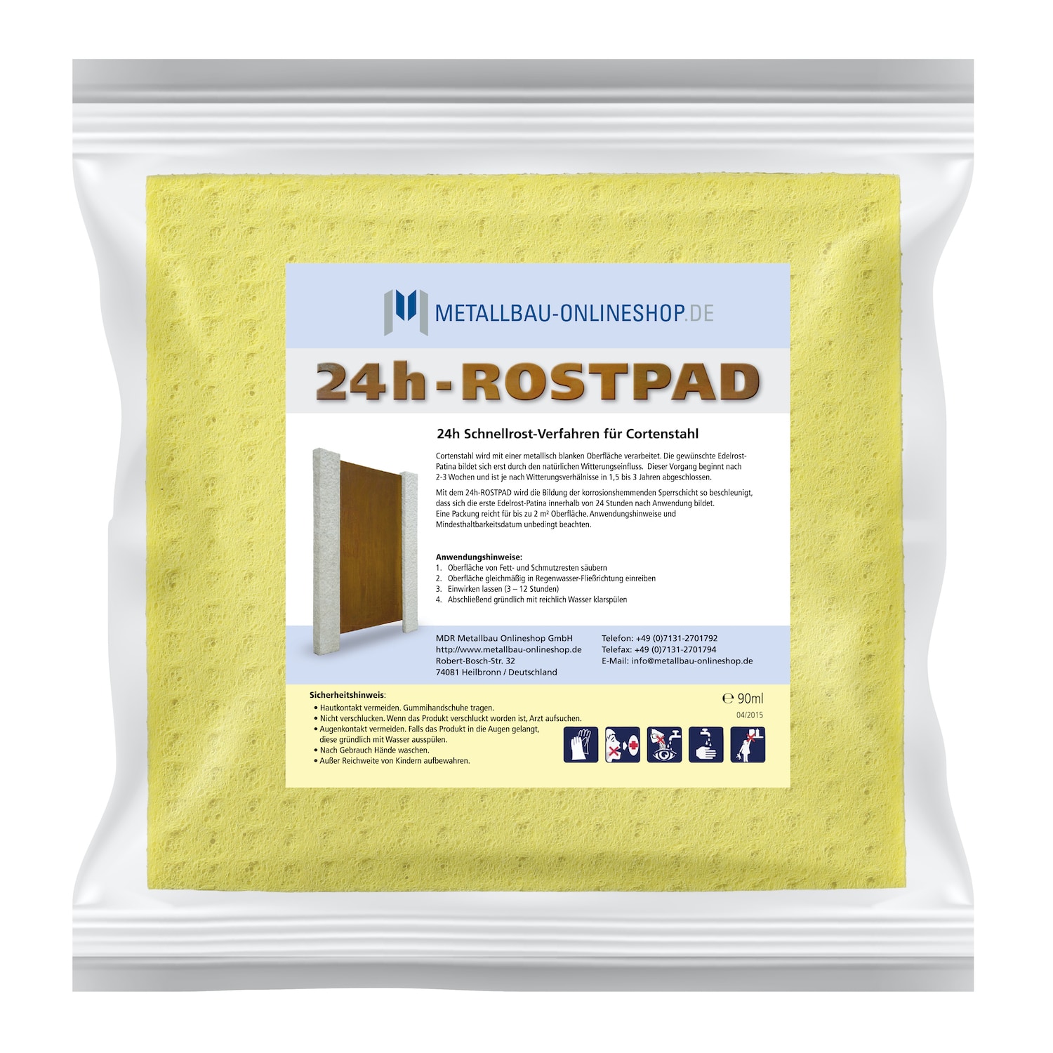 24h-Rostpad für Cortenstahl