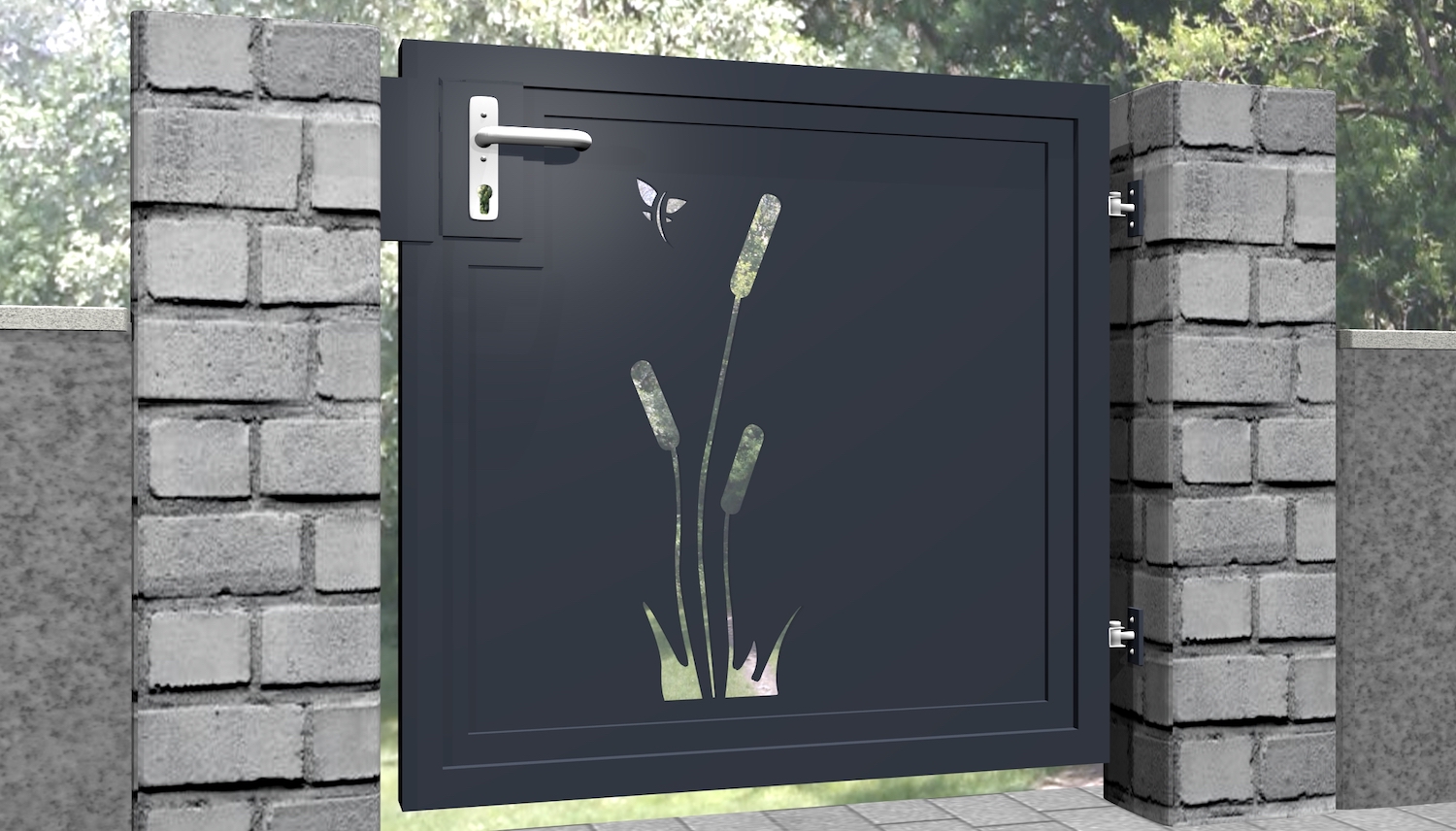 Gartentür Sichtschutz Alu Schilf 1-flg | metallbau-onlineshop.de