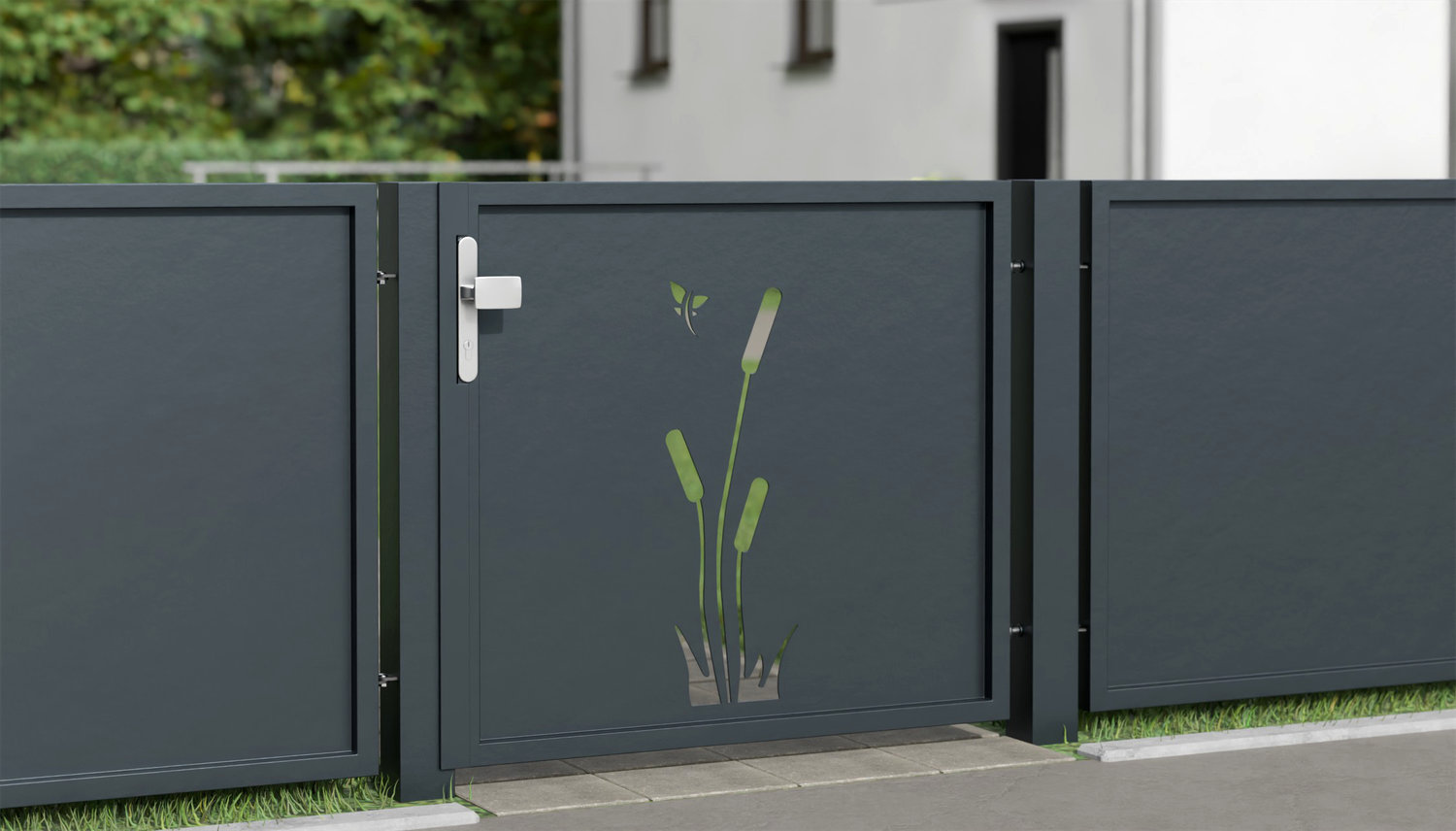 Gartentür Alu 1-flügelig Sichtschutz SF, GE