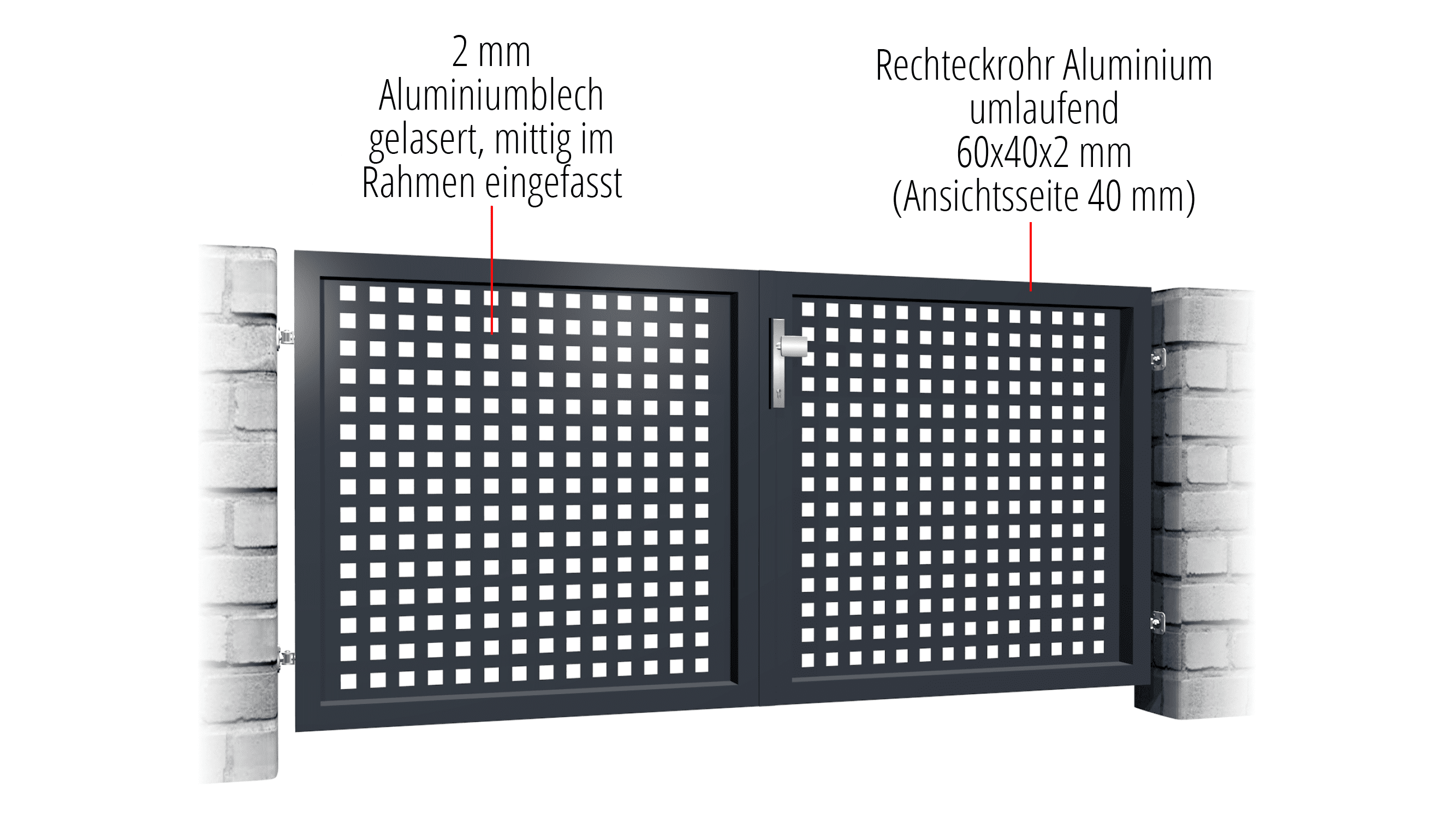 Gartentor Alu 2-flügelig Laserschnitt Design QL