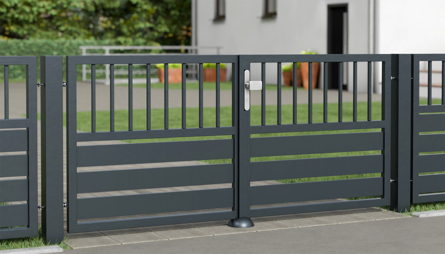 Gartentor Alu 2-flügelig Sichtschutz KSV 1, GE