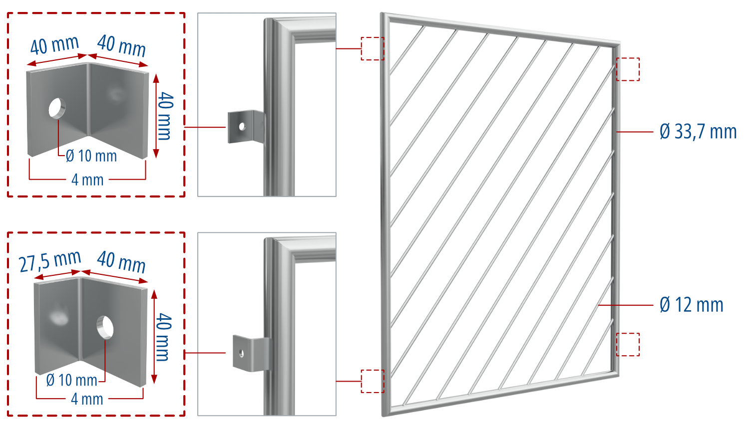 Fenstergitter Edelstahl Diagonalstab 1