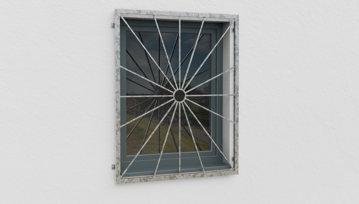 Fenstergitter verzinkt Sonne Kreis