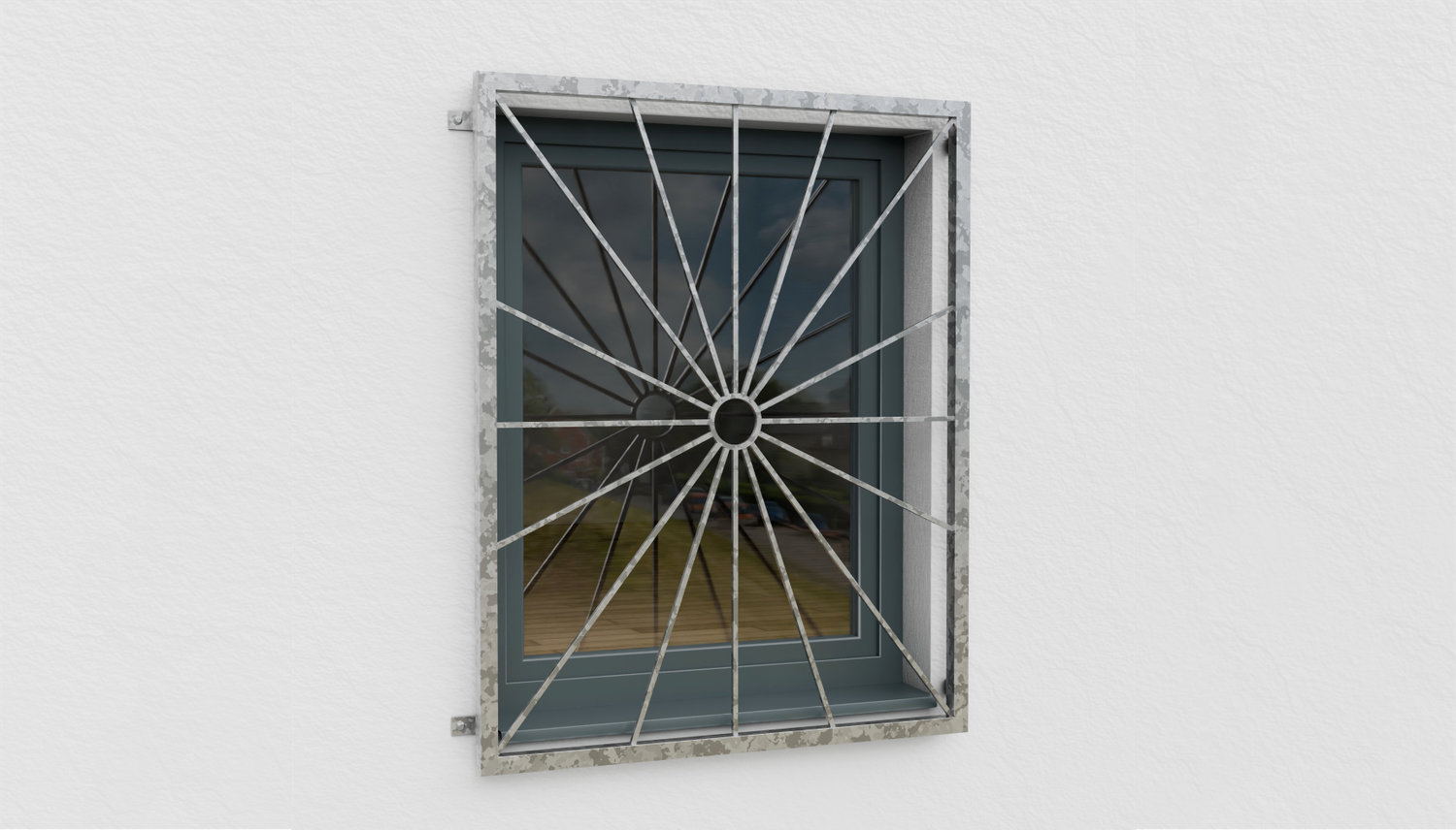Fenstergitter verzinkt Sonne Kreis