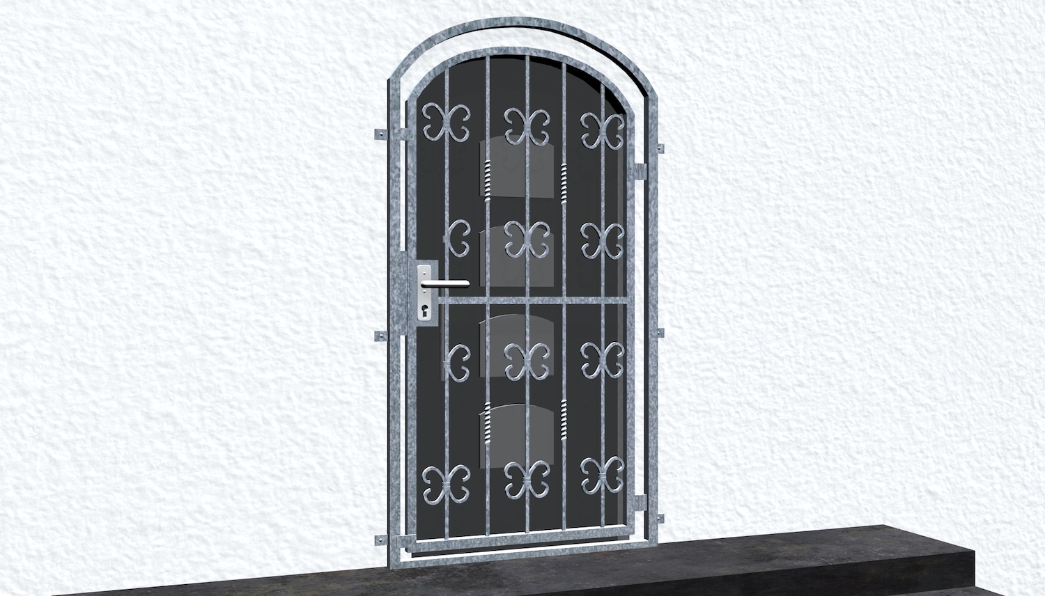 Gittertür verzinkt Barock Oberbogen