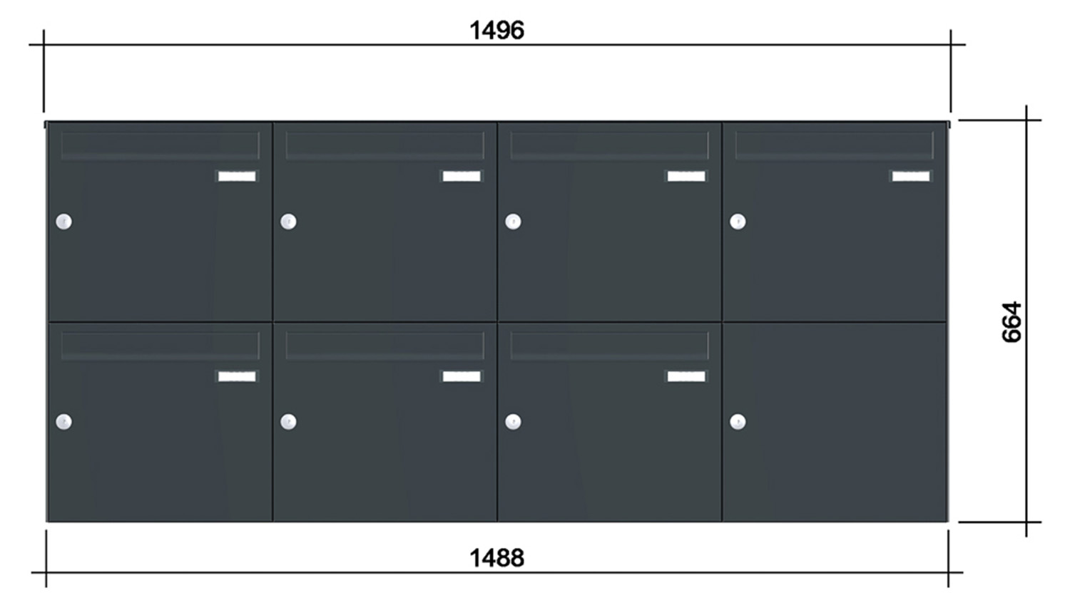 Briefkastenanlage | Aufputz | 7-fach | Senkrecht | Farbe