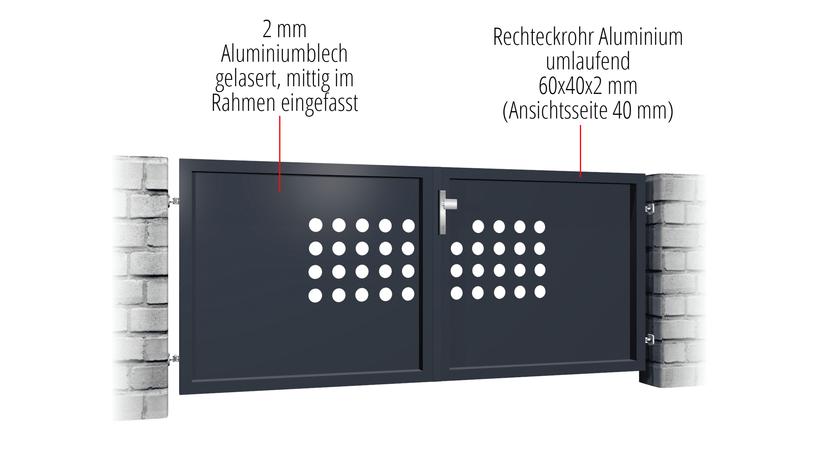 Gartentor Alu 2-flügelig Sichtschutz RLR, GE