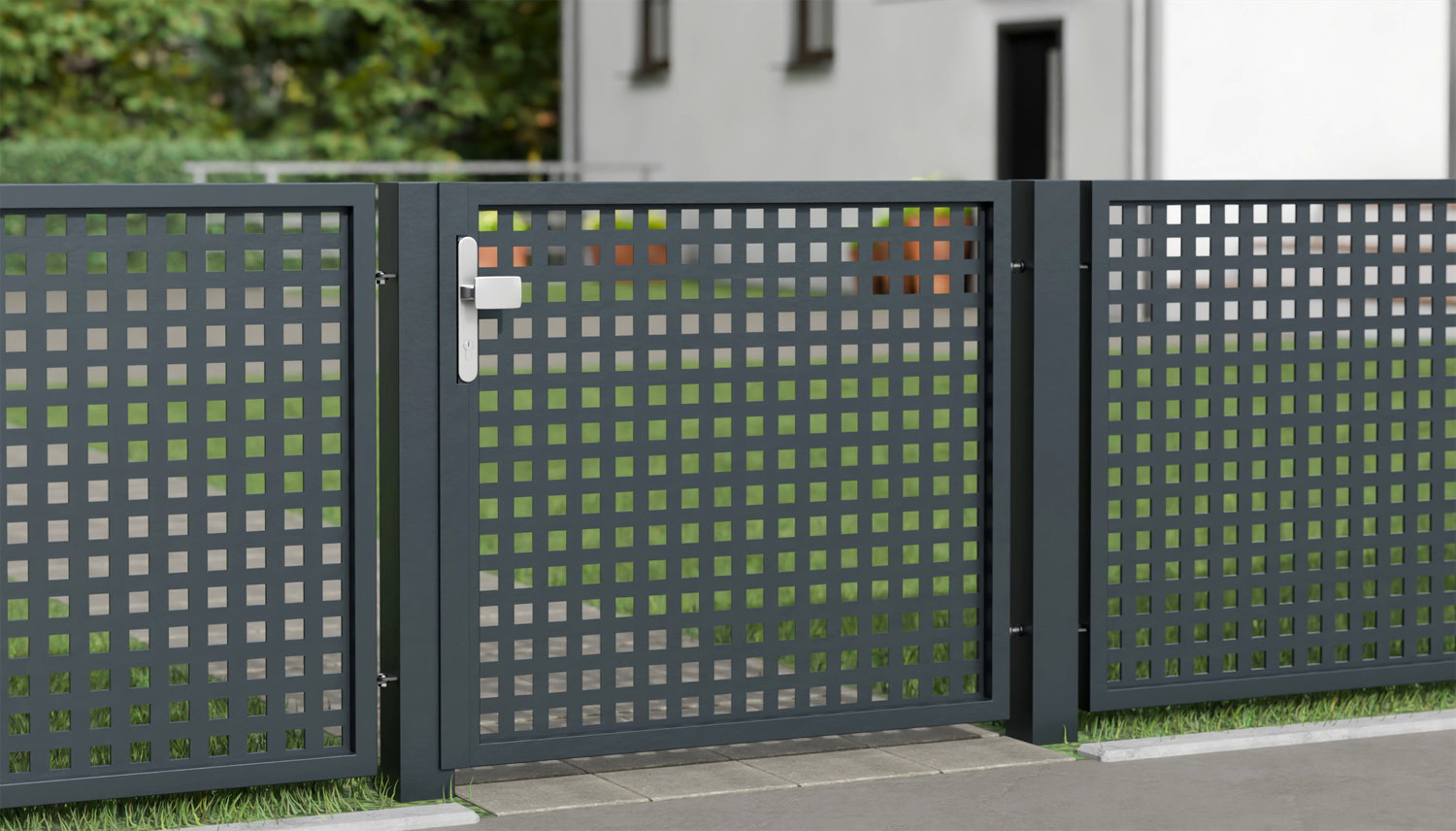 Gartentür Alu 1-flügelig Laserschnitt Design QL 