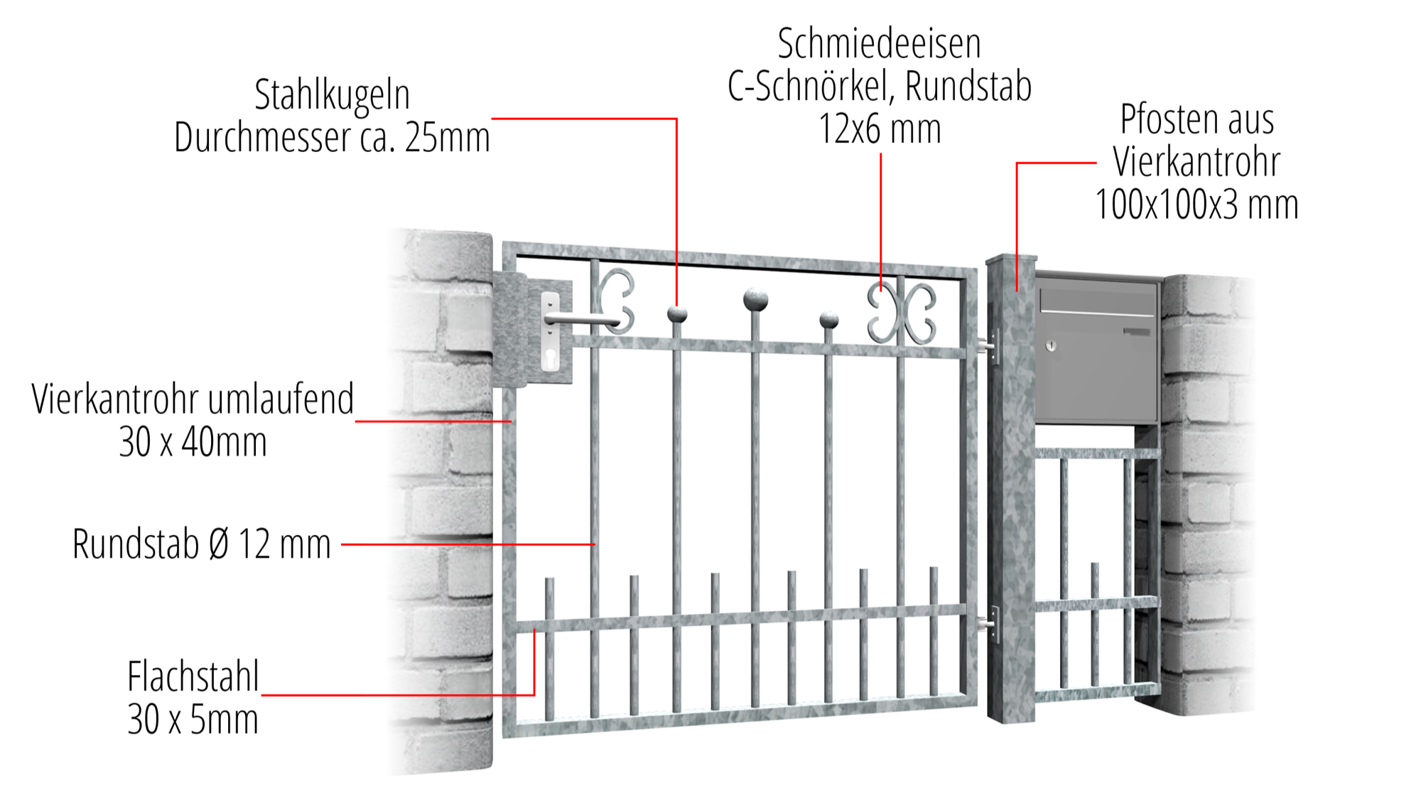 Gartentür verzinkt 1-flügelig Berlin, GE, BK