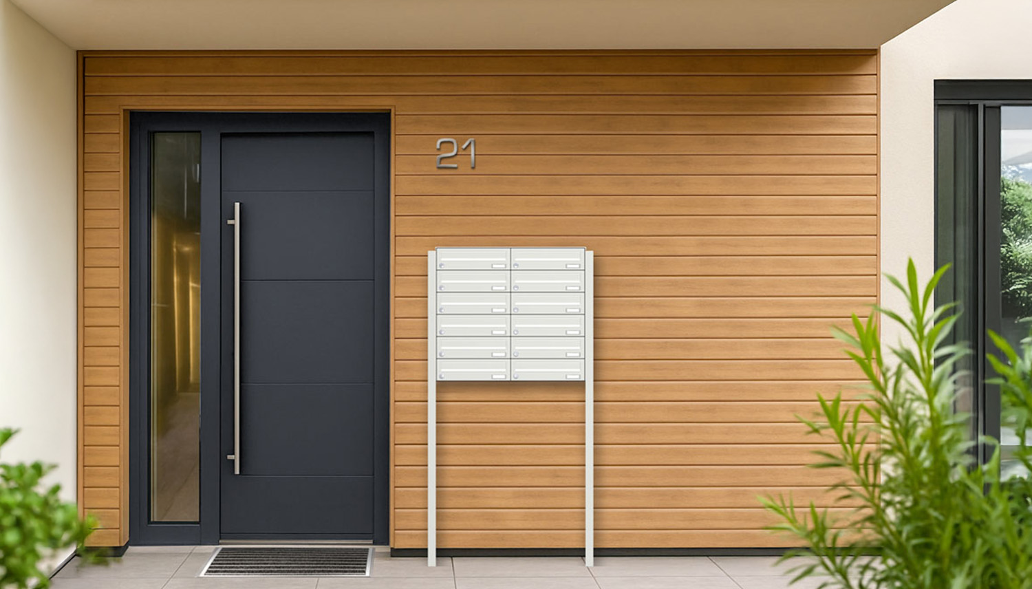 Briefkastenanlage | Freistehend | 12-fach | Waagerecht | Farbe