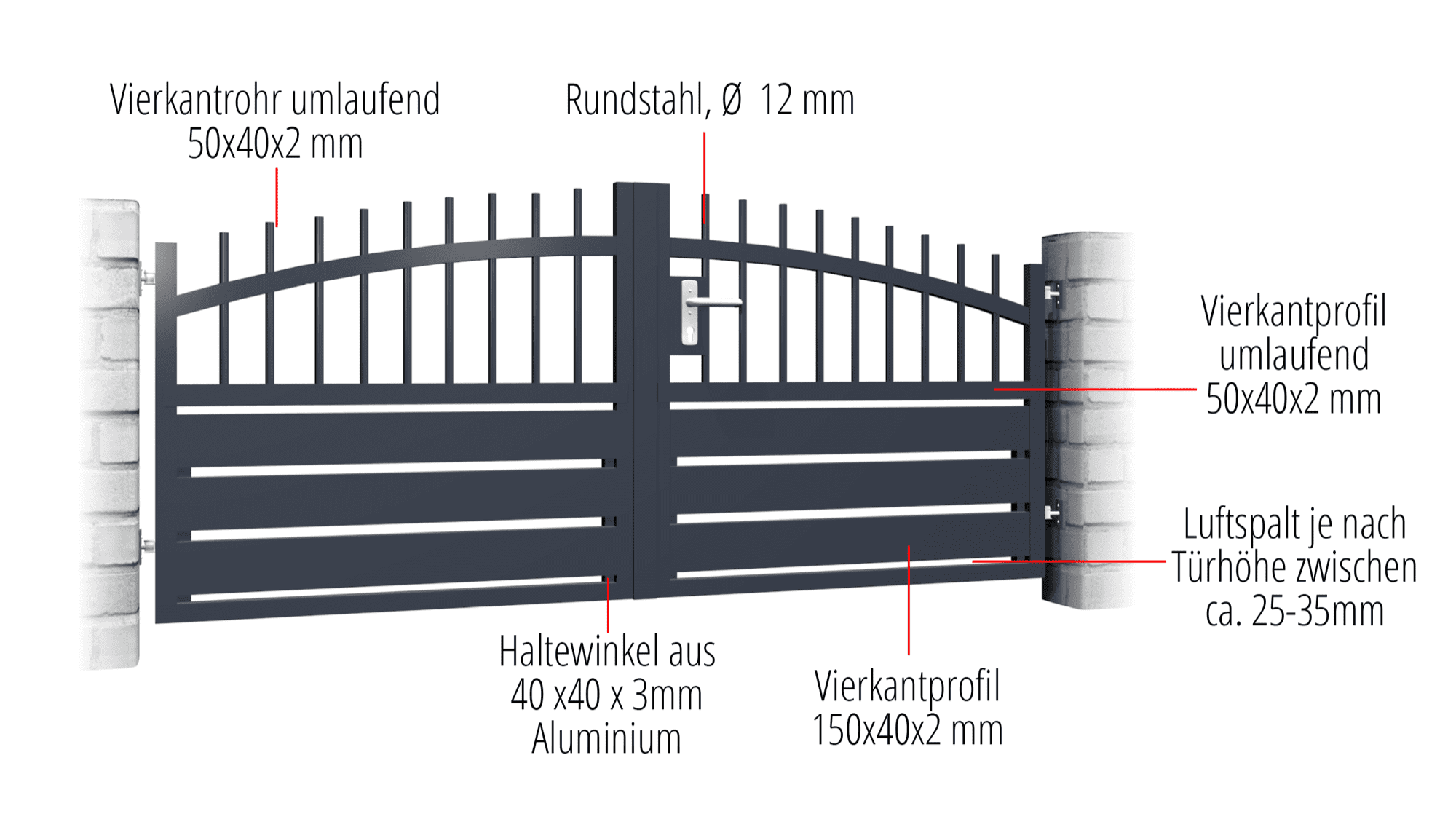 Gartentor Alu 2-flügelig Sichtschutz KSV 2, OB