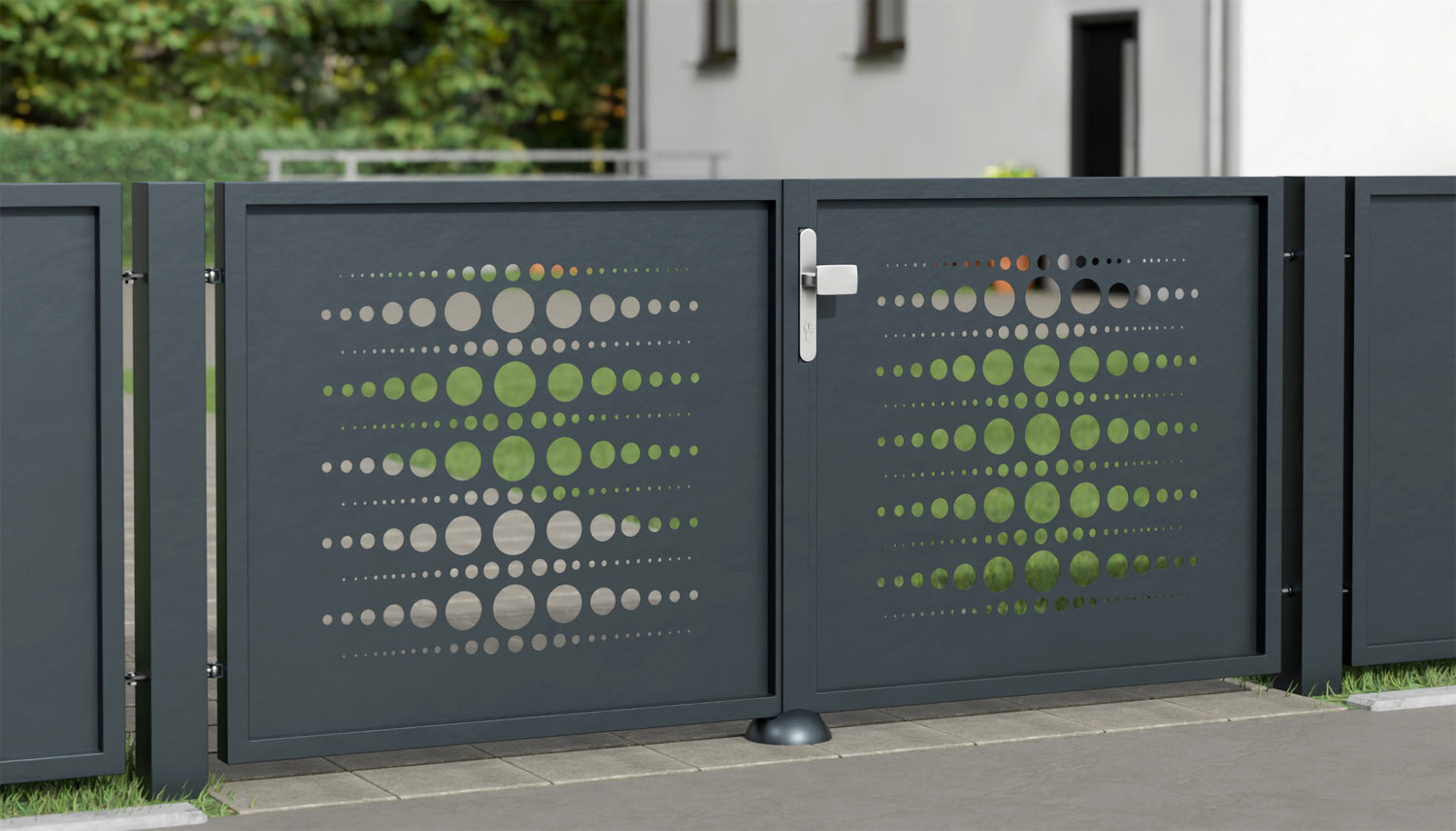 Gartentor Alu 2-flügelig Laserschnitt Design PE 2