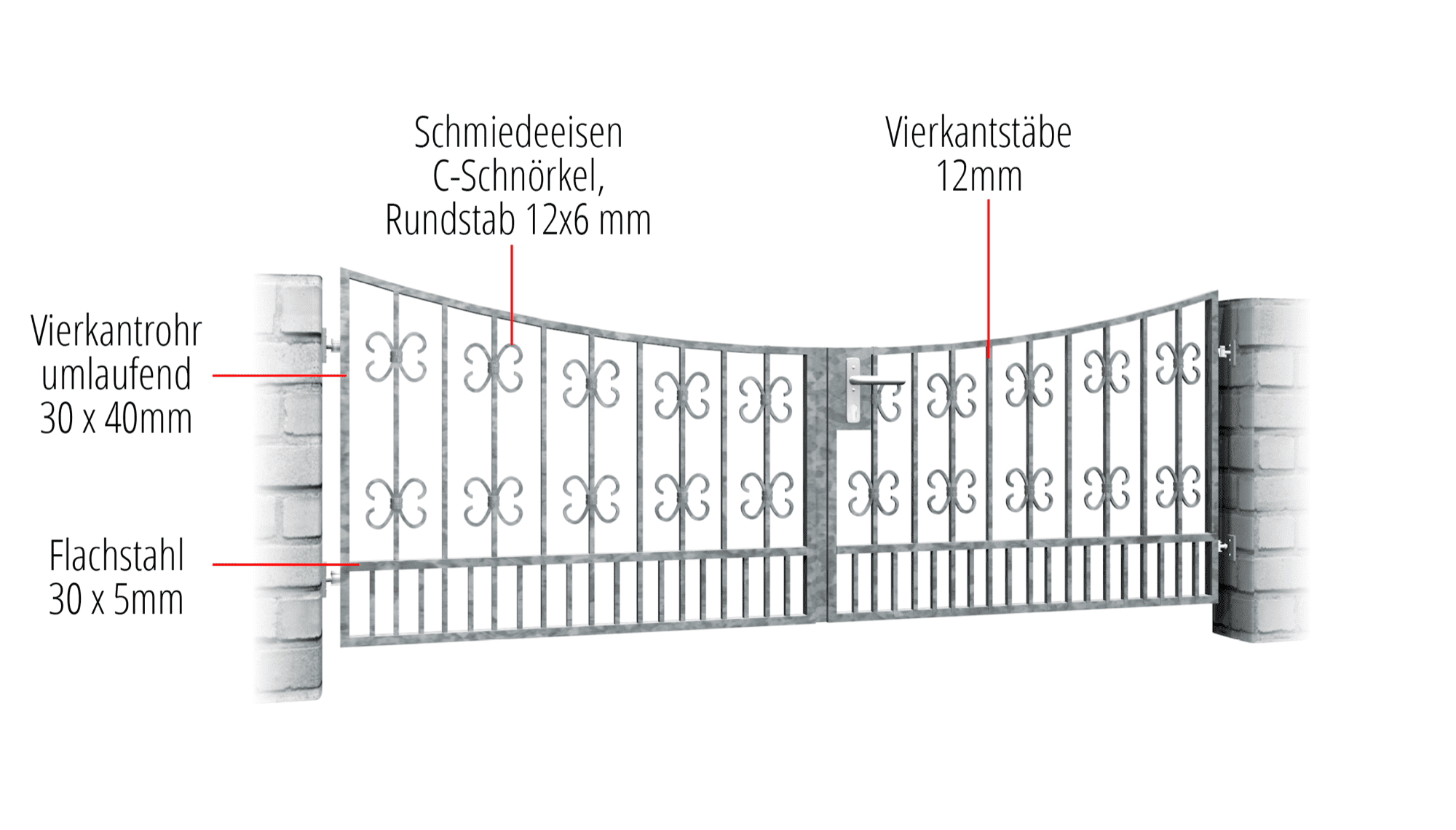 Gartentor verzinkt 2-flügelig Barock, UB