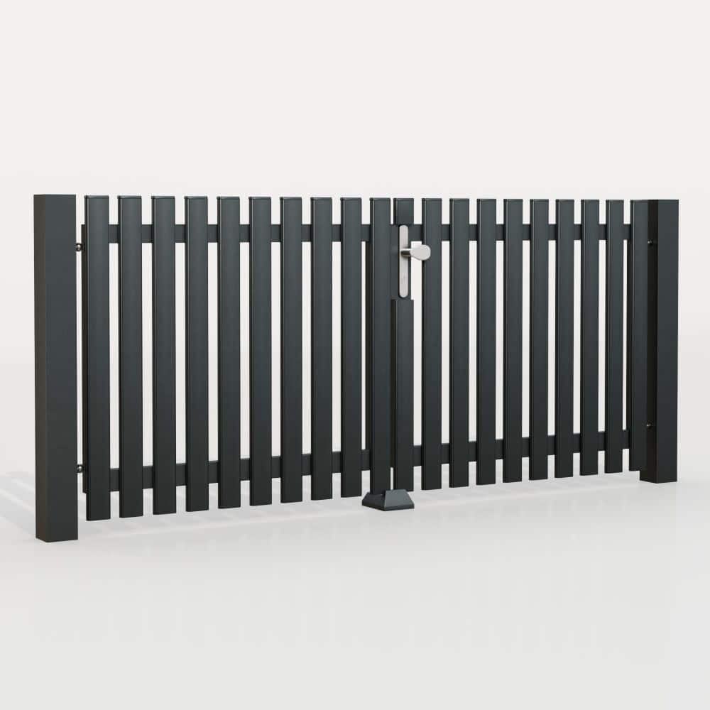 Gartentor Alu 2-flügelig Latten Modern, GE