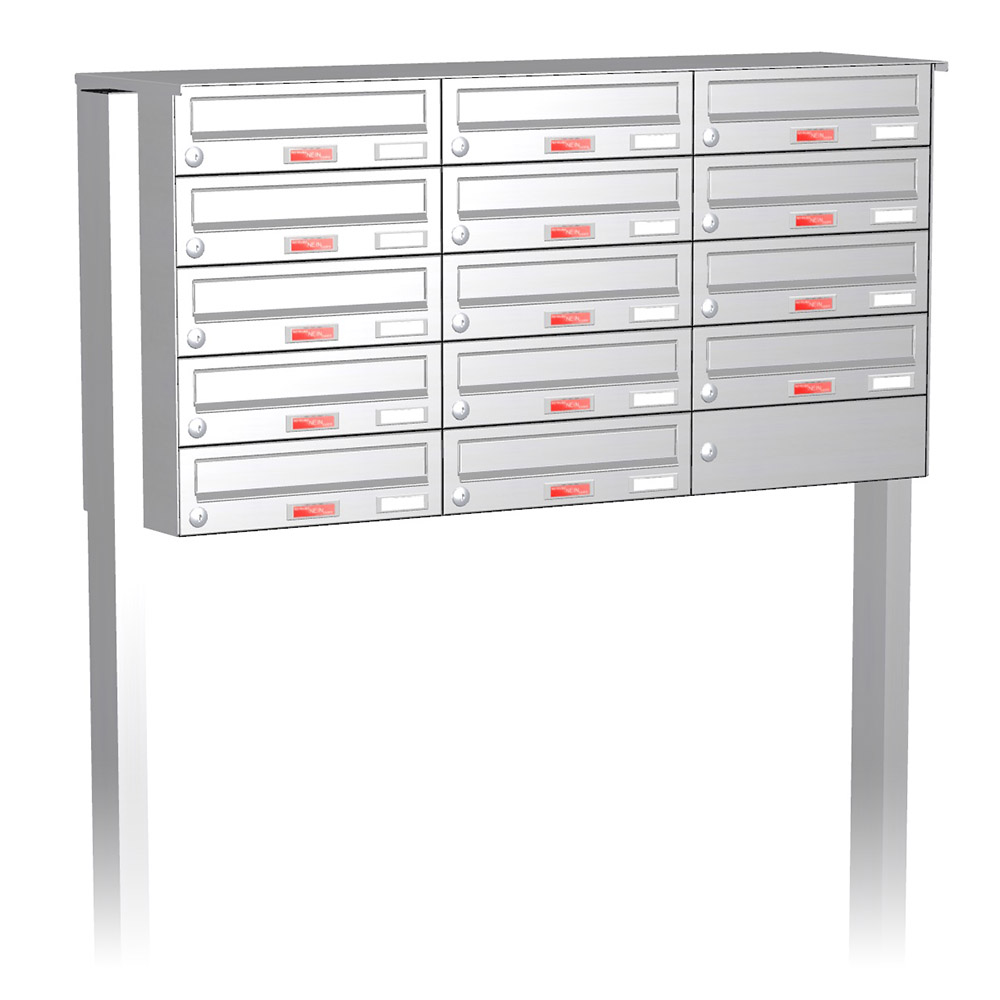 Briefkastenanlage | Freistehend | 14-fach | Waagerecht | Edelstahl