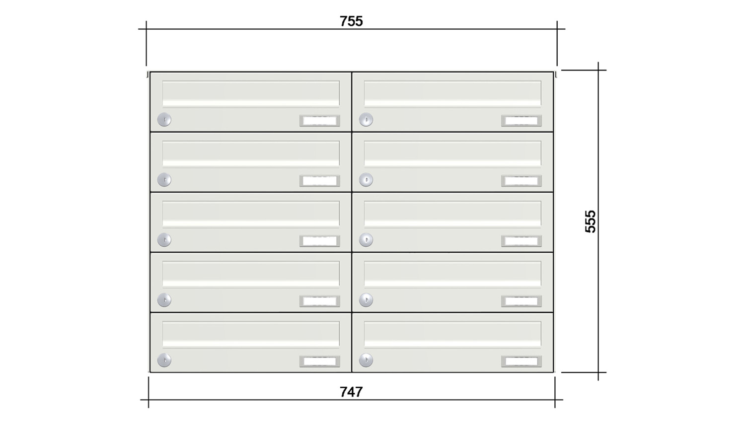 Briefkastenanlage | Aufputz | 10-fach | Waagerecht | Farbe