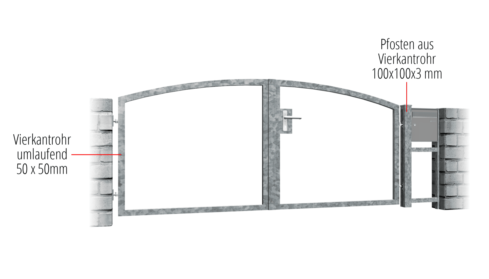 Gartentor verzinkt 2-flügelig eigene Füllung, OB, BK